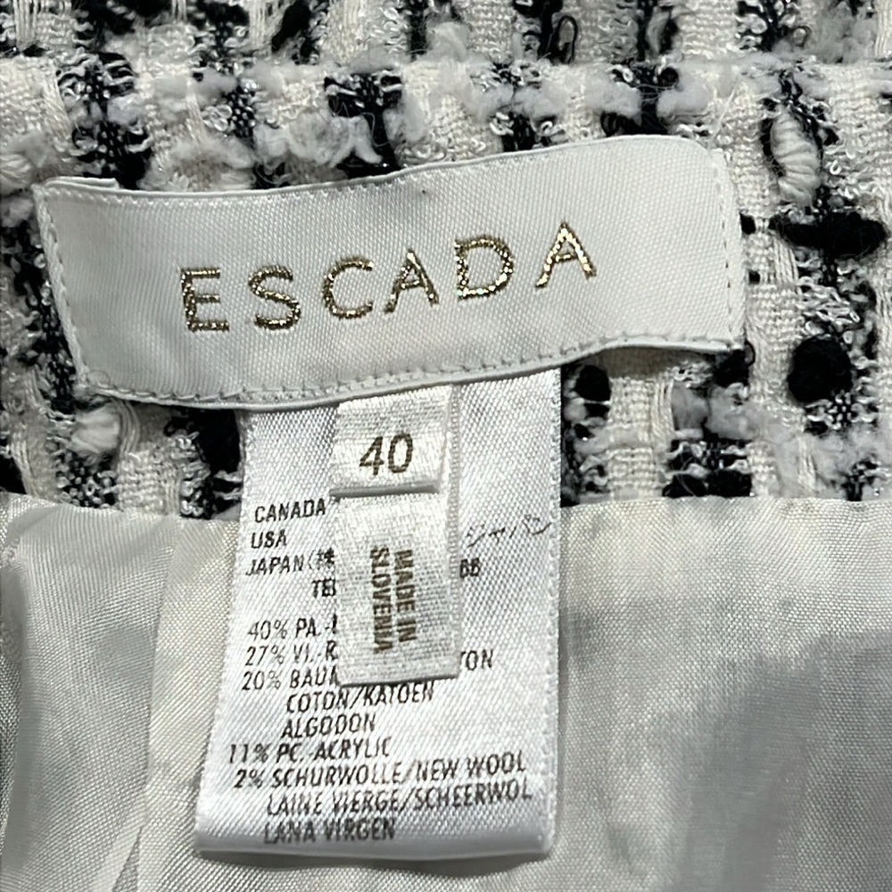 Escada Black and White Tweed Pencil Skirt Sz-40 - Picture 6 of 7